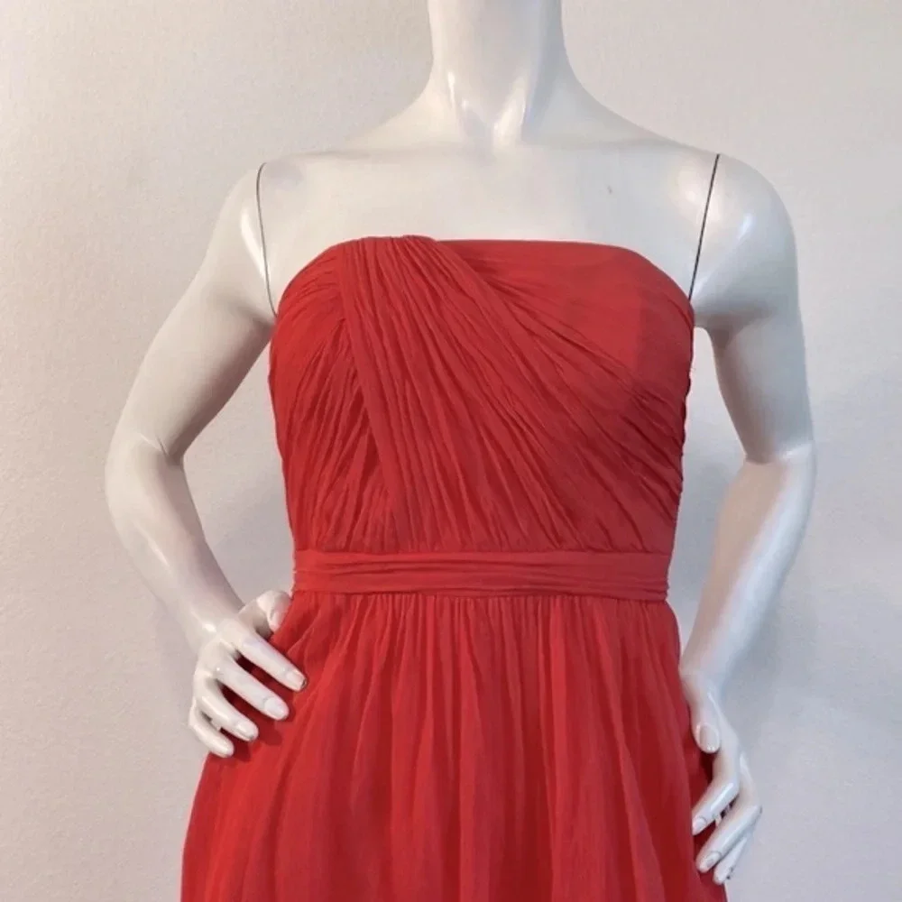 J.Crew Orange Silk Chiffon Strapless Knee Length Cocktail Strapless Dress Size 4